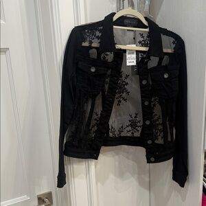 Gracia Black Sheer Lace Jean Jacket